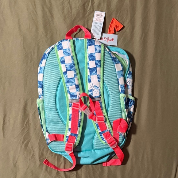 Cat & Jack Checkered Blue and Aqua Kids Backpack - Picture 2 of 2